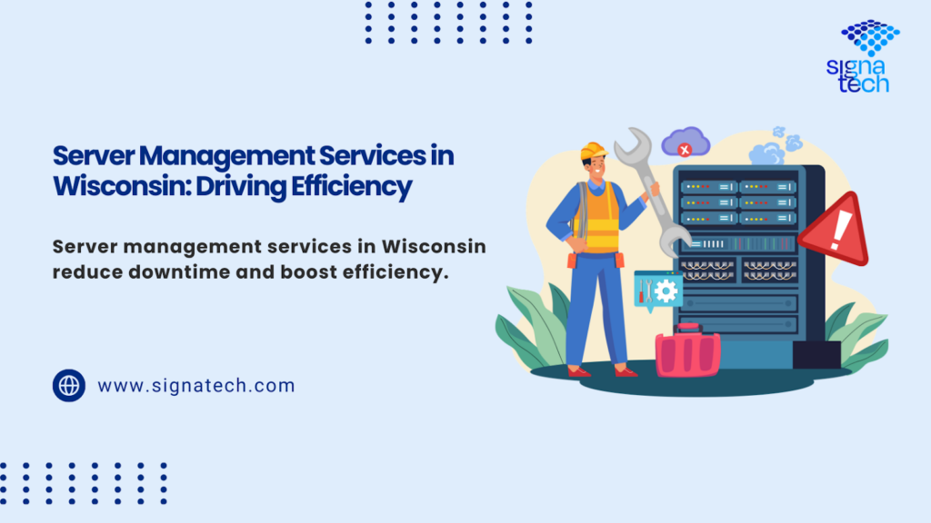 Technician managing servers with tools for optimized server performance in Wisconsin