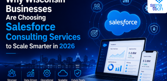 Salesforce consulting services dashboard showing business growth analytics for Wisconsin companies in 2026